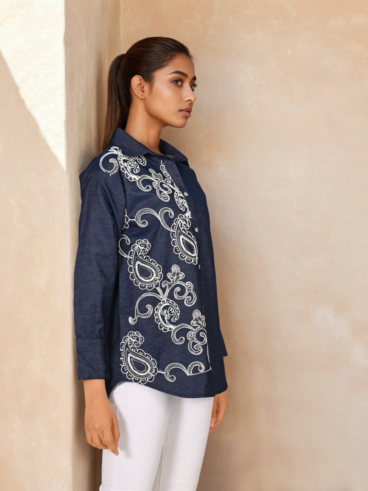 Premium denim cotton embroidery