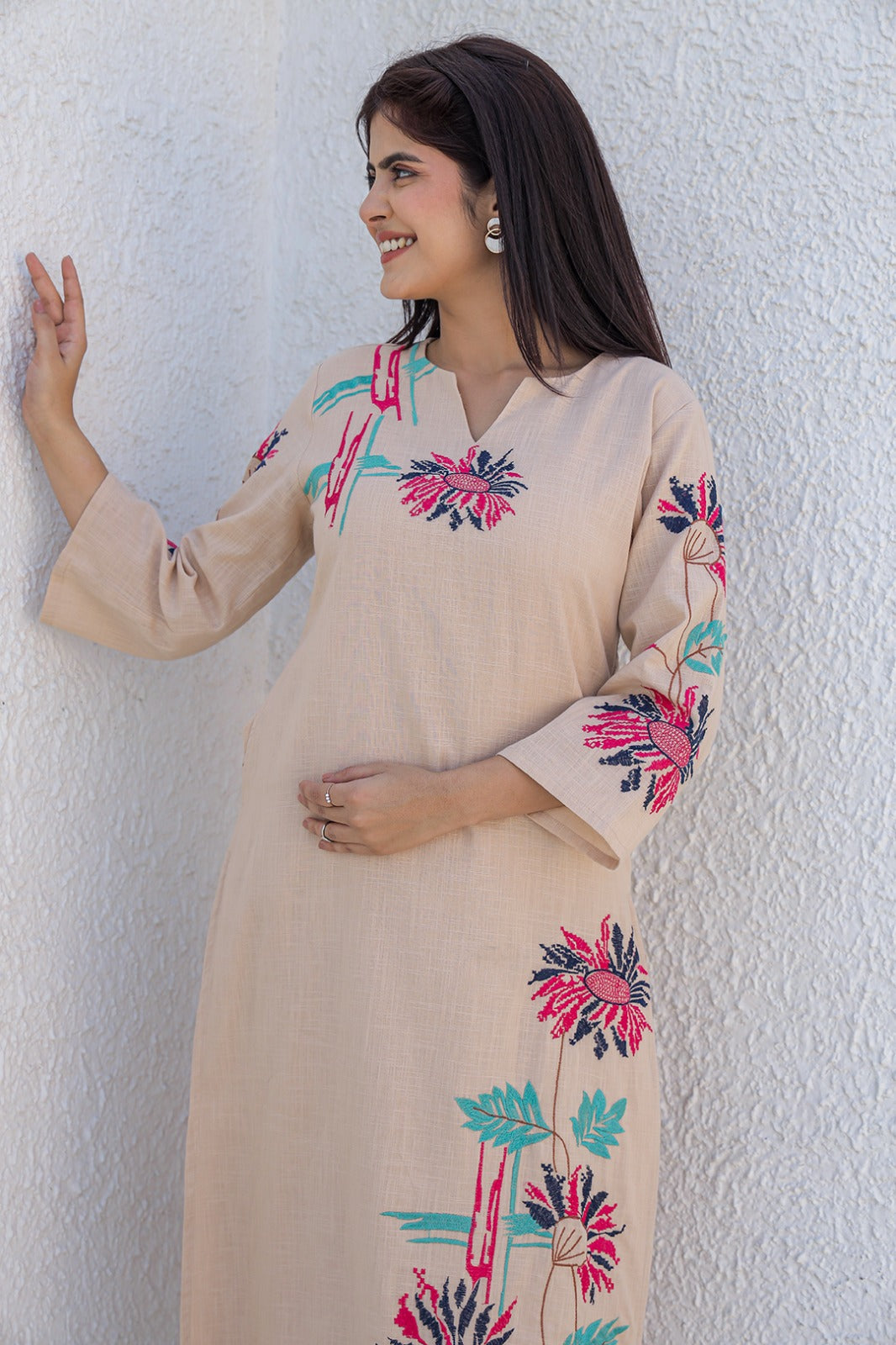 Cotton embroidered kurta pant