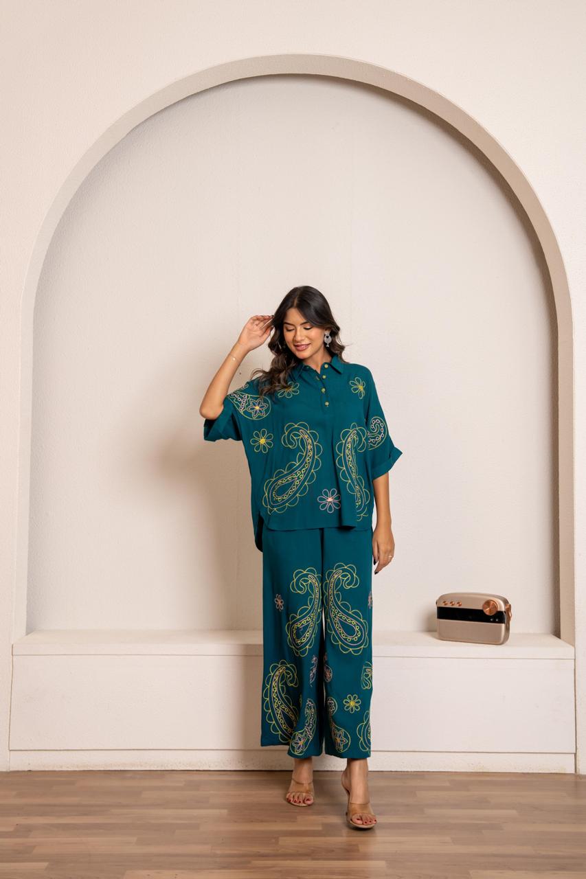 Restocked !! Pure cotton embroidered co ord set !! Dispatch Next Week