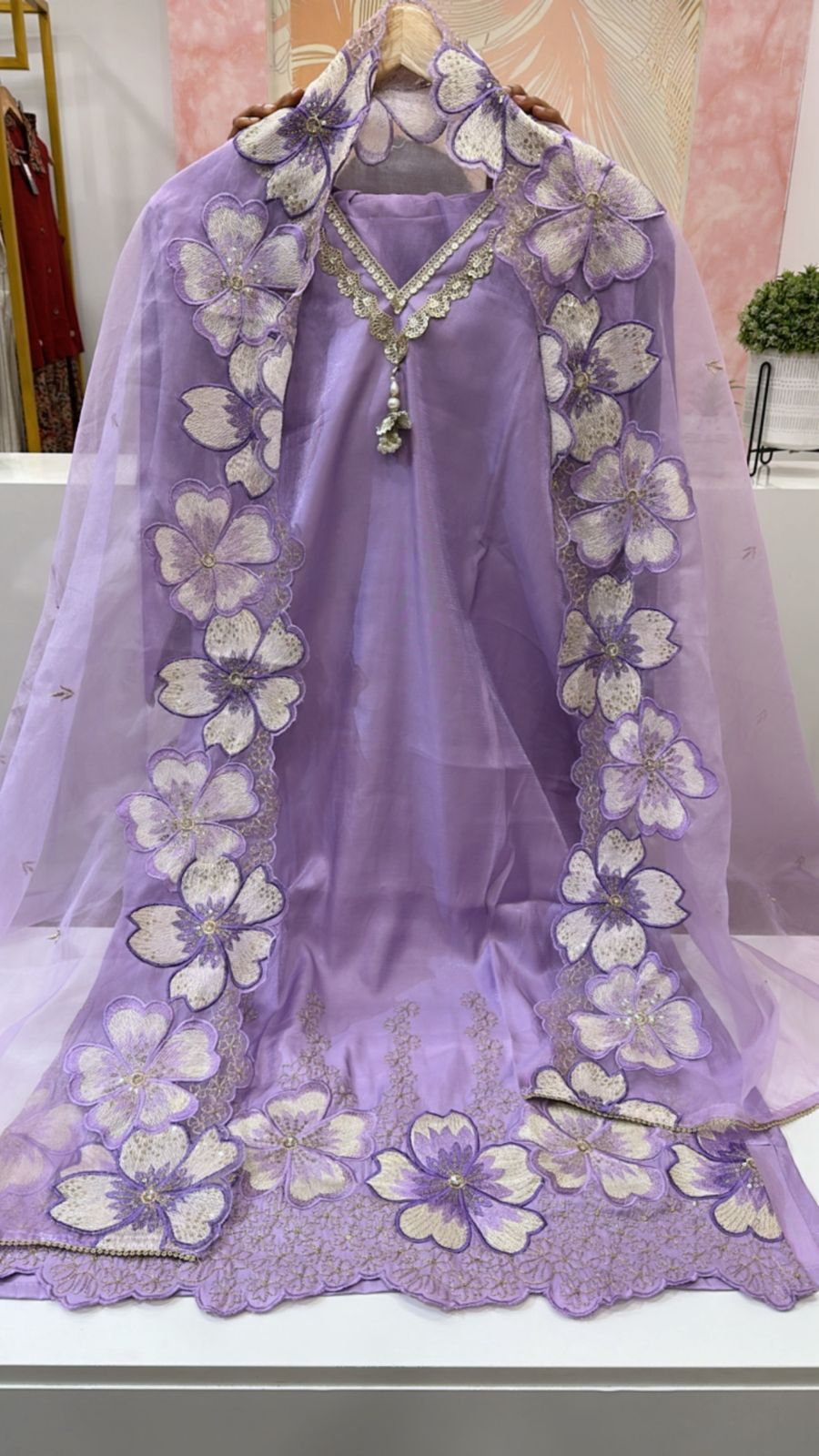 Gaji shimmer silk suit set