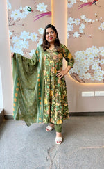 Green Angrakha pattern cotton Anarkali