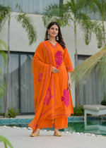 Wow appliqué work premium cotton suit set