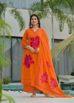 Wow appliqué work premium cotton suit set