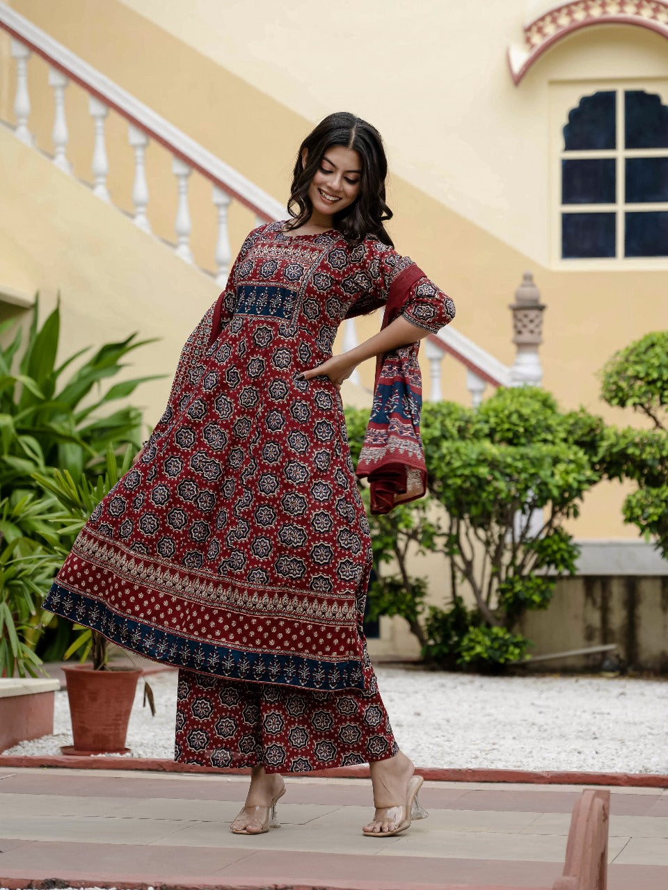 Pure cotton full suit set in red