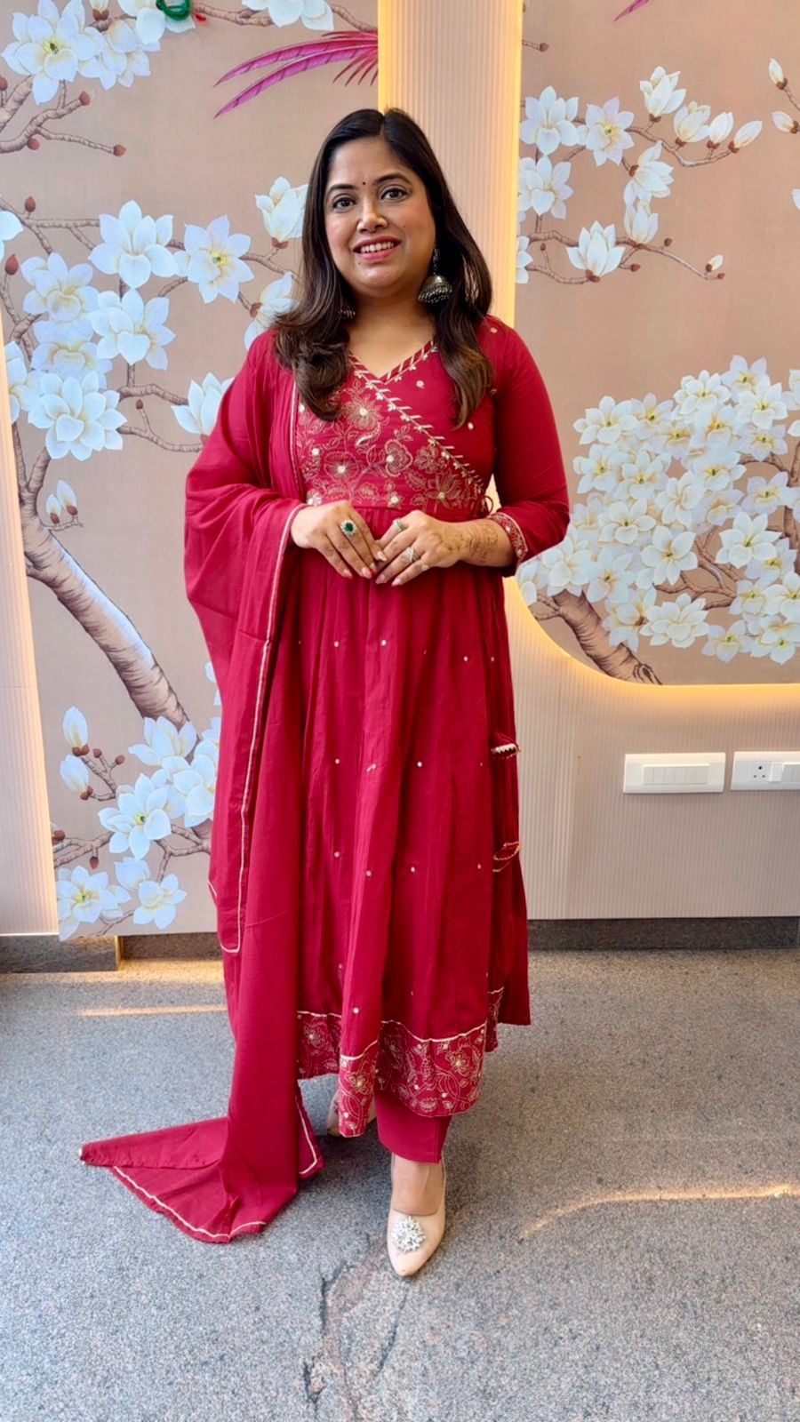 Pure Mul cotton gotta detailing Anarkali suit set