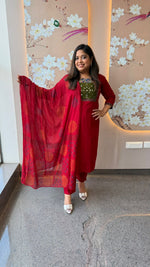 Pretty red realmirror cotton suit set (slight slim fit)