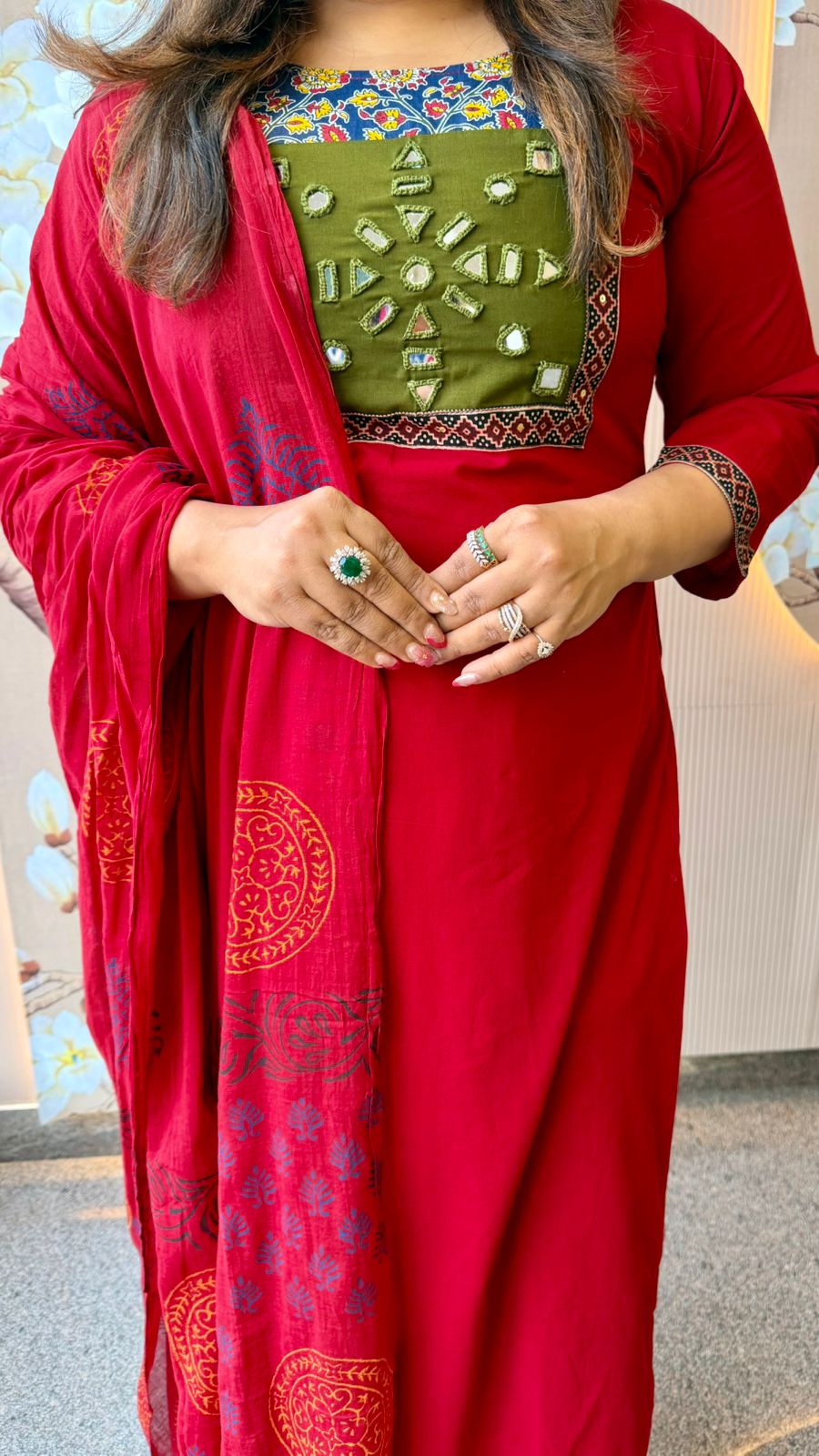 Pretty red realmirror cotton suit set (slight slim fit)