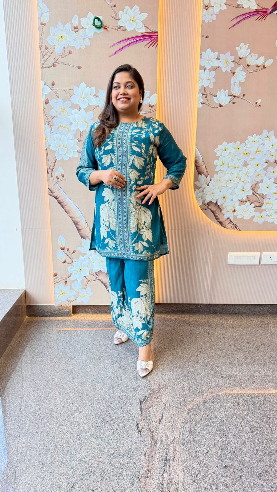 Pure crepe lining blue co ord