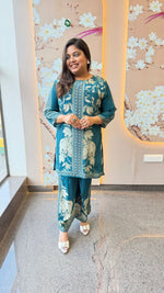 Pure crepe lining blue co ord