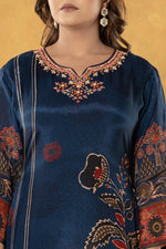 Pure crepe full suit set in blue