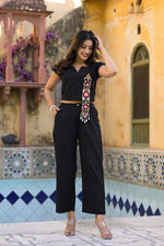 Beautifully embroidered co ord in blacK