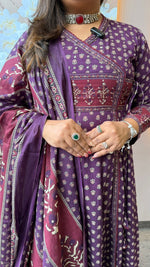 Angrakha cotton suit set in purple