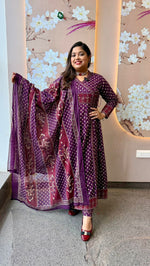 Angrakha cotton suit set in purple