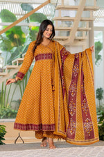 Angrakha cotton suit set in yellow