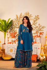 Wow wow organza suit set inblue