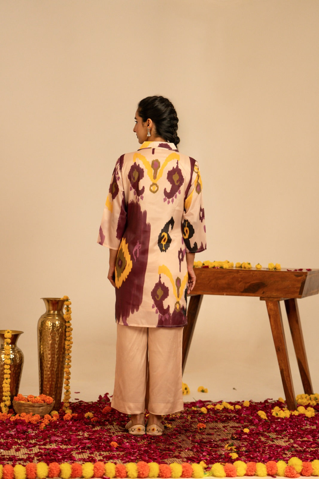 Pure Mul silk gorgeous Ikkat kurta pant