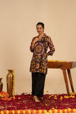 Pure Mul silk gorgeous Ikkat kurta pant in purple n black
