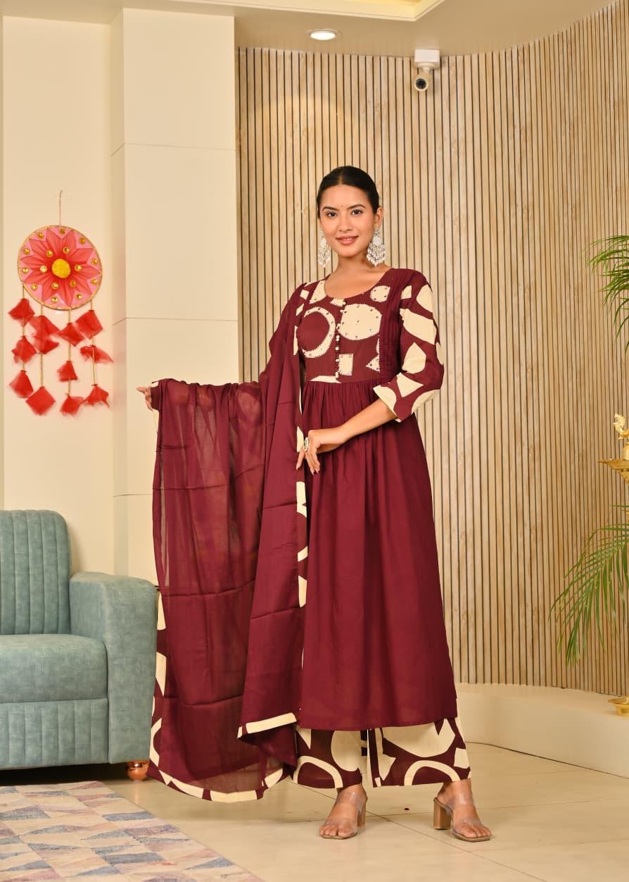 Pretty pretty cotton wine suit set