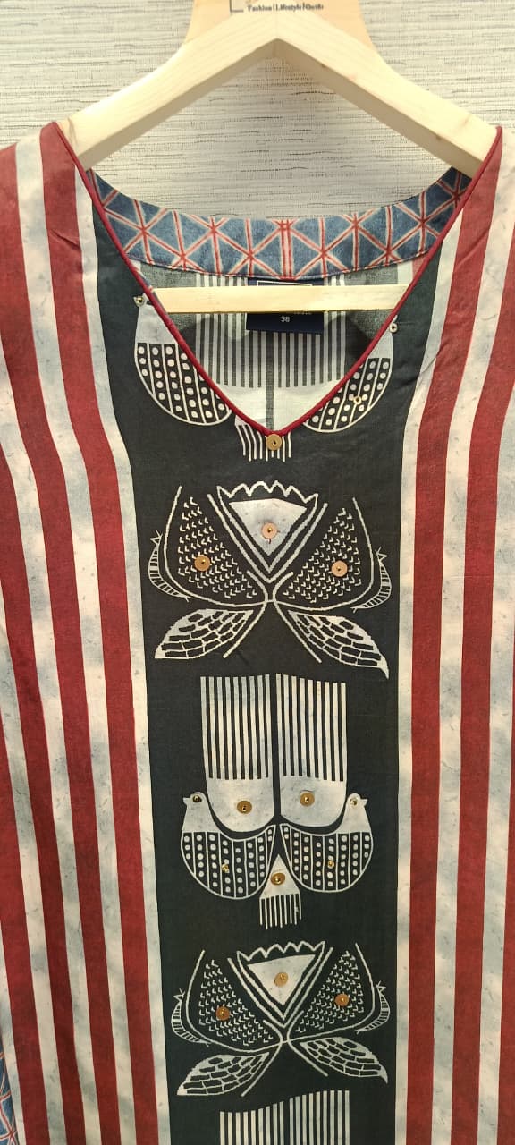 Ajrakh Mul silk kurta pant