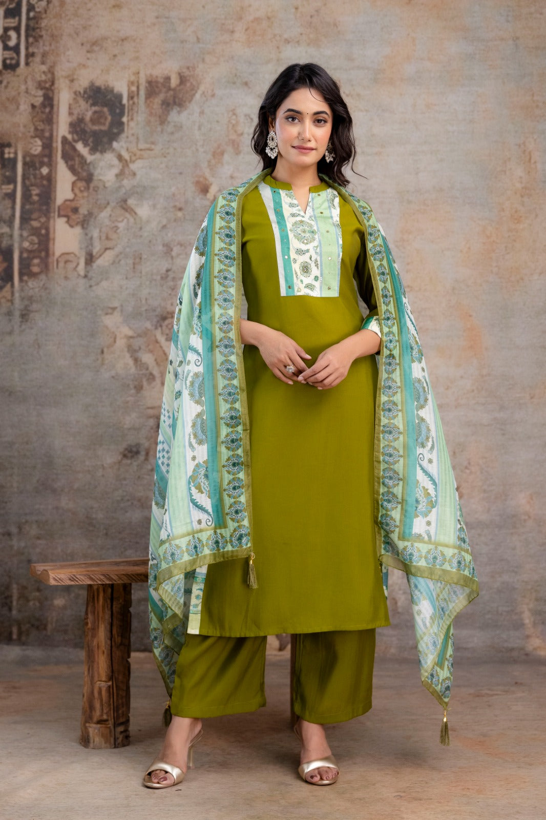 Pretty pretty bemberg muslin suit set in green