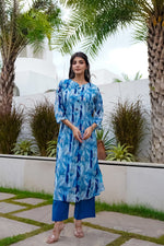 Blue mul Chanderi lining kurta pant
