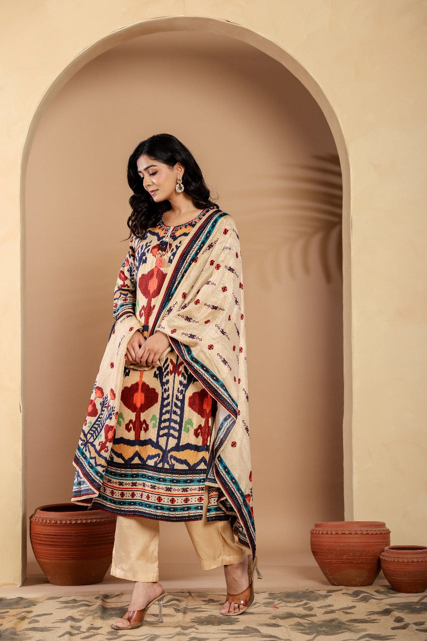 Pretty Russian silk suit