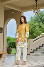 Brush painted lining Mul chanderi co ord