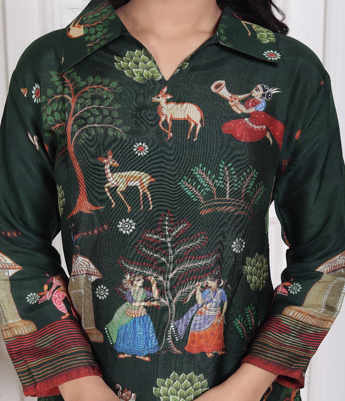 Pretty Russian silk top in green