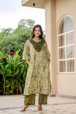 Smart Mul chanderi lining with pocket co ord in green