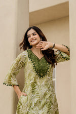 Smart Mul chanderi lining with pocket co ord in green