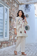 Dobby cotton applique work co ord comes with lining