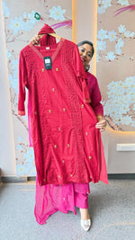 Silly cotton with lining n embroidery full suit set (comfort fit) in red