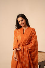 Orange bhandni cotton full suit set