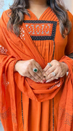 Real mirror orange n black suit set