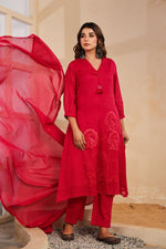 Mul cotton embroidered full suit set