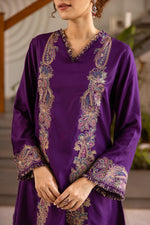 Heavy rayon fully embroidered co ord in purple
