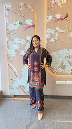 Premium pure crepe with coin detailing n lining co ord