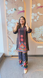 Premium pure crepe with coin detailing n lining co ord