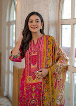 Pure crepe pink embellished suit set