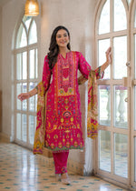 Pure crepe pink embellished suit set