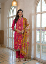 Pure crepe pink embellished suit set