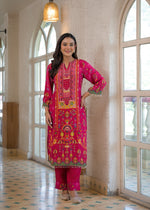 Pure crepe pink embellished suit set