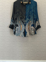 Pure mul silk designer shirt in blue