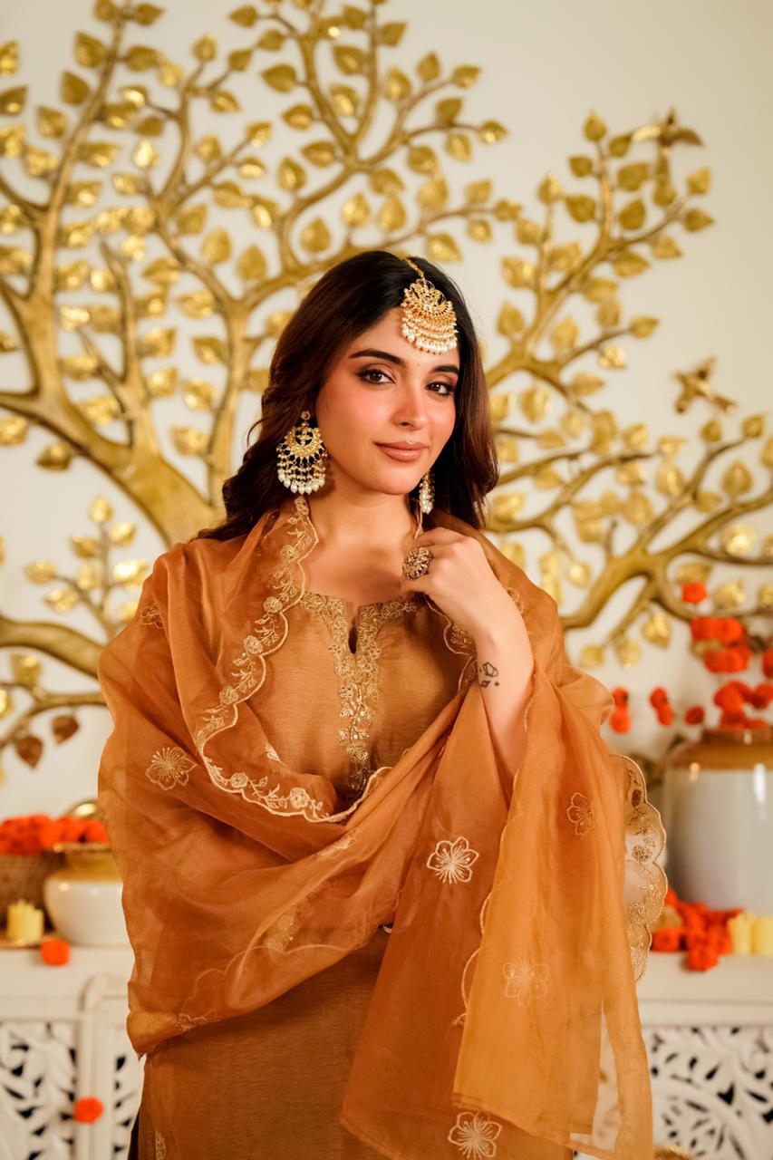 Santoori silk party wear suit set