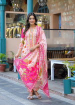 Pure crepe lining full suit in pink