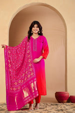 Russian silk paired with Patola dupatta in pink colour