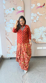 Restocked !! Gorgeous red kalamkari skirt paired with shirt !! Dispatch Next Week
