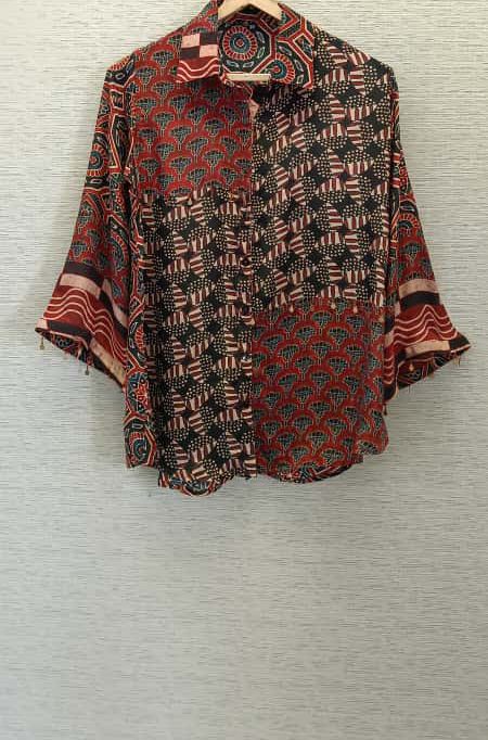 Super premium crepe ajrakh shirt