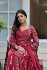 Gorgeous cotton anarkali suit set in red