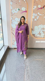 Pure cotton fully embroidered withorgenza lace detailing suit